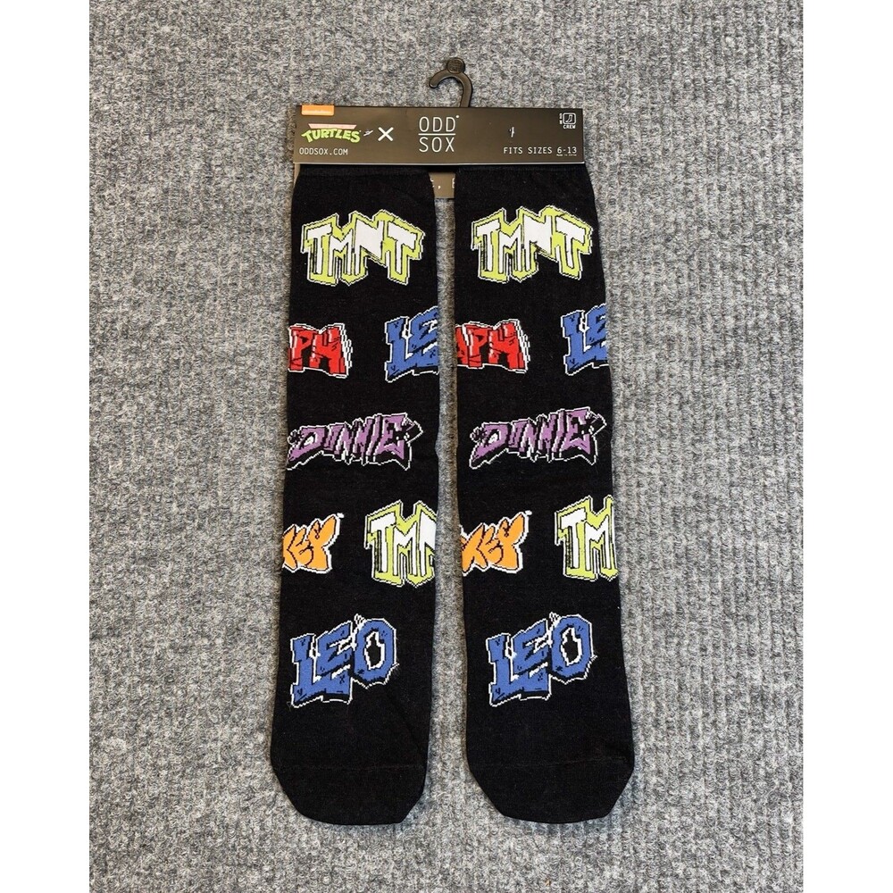 Odd Sox Teenage Mutant Ninja Turtles Crew Socks Size 6-13 TMNT Graffiti NEW